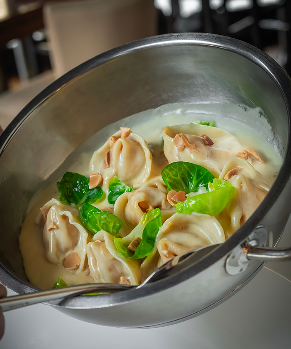 Close up of butternut squash tortelloni from Martini Modern Italian