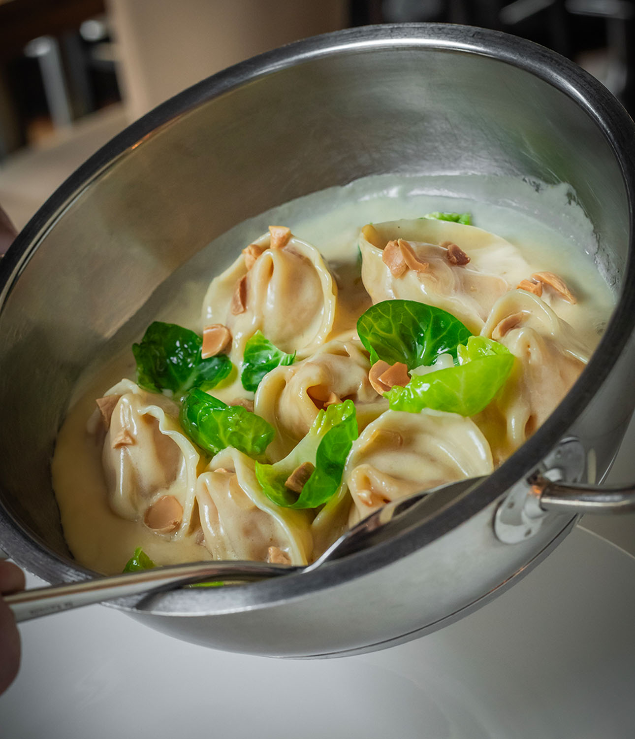 Close up of the butternut squash tortelloni from Martini Modern Italian.